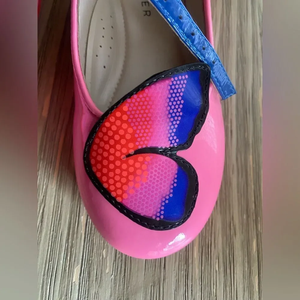Sophia Webster Butterfly Patent Leather Flat in Pink Sz 29 EUR